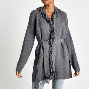 Splendid Cora Fringe Cardigan gray M medium NWT NEW